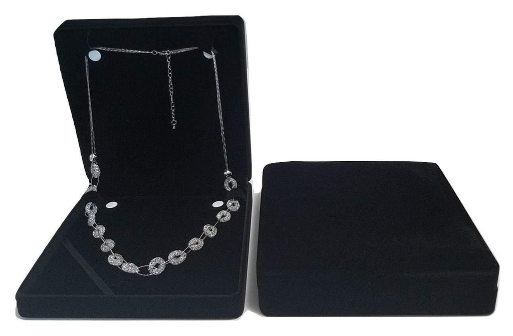 [Australia] - JM XXL Extra Large Black Velvet Gift Box for Set Jewelry - Long Necklace Bracelet, Ring Travel Jewelry Organizer 