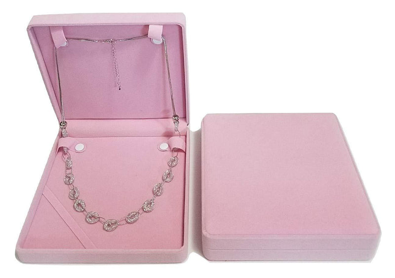 [Australia] - JM XXL Extra Large Pink Velvet Gift Box for Set Jewelry - Long Necklace Bracelet, Ring Travel Jewelry Organizer 