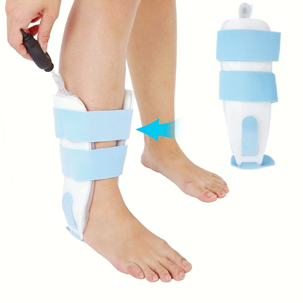 [Australia] - ZJchao Air and Foam Ankle Stirrup Brace, Air Pump Foot Drop, Torn ligaments, Post-Op Cast Support Splint Reduce Swelling and Inflammation for Strain Sprain Arthritis 