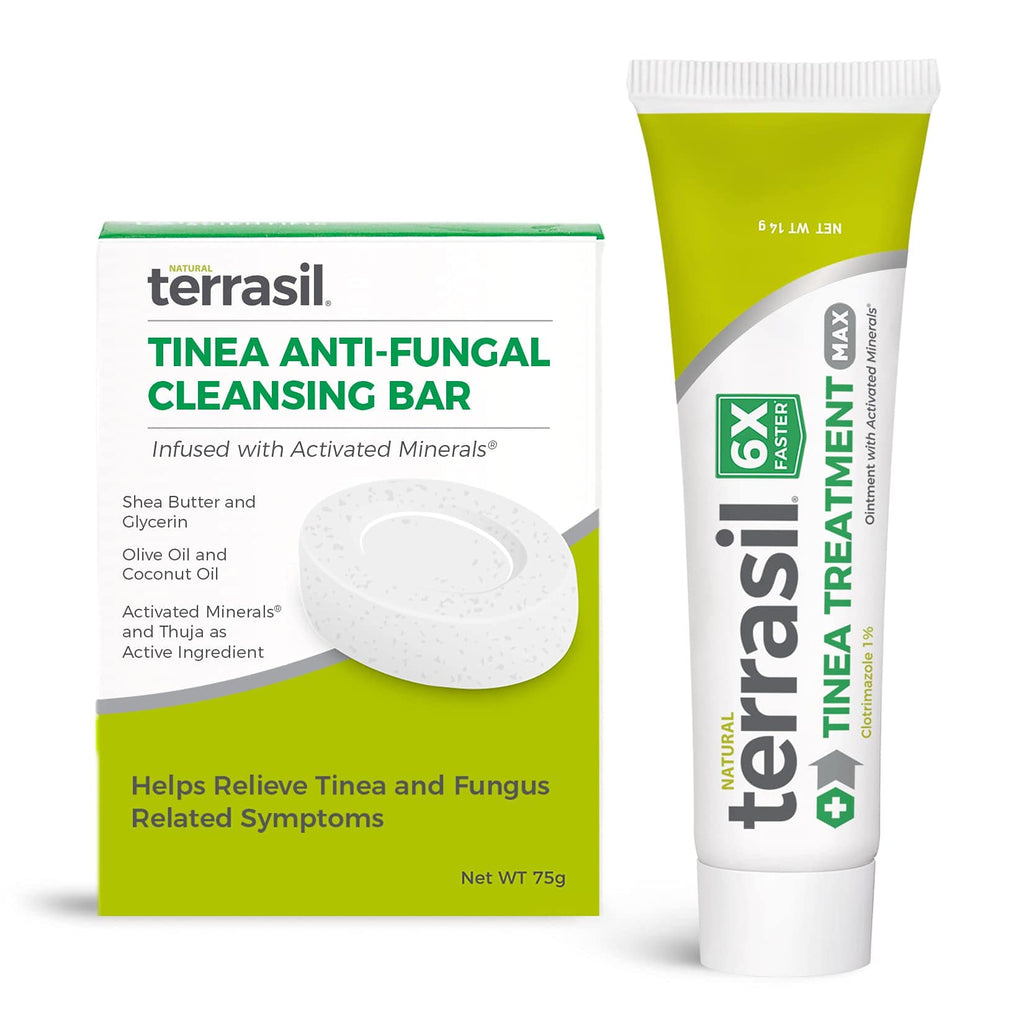 [Australia] - Terrasil Tinea Treatment 2-Product Ointment and Cleansing Bar System with All-Natural Activated Minerals 6X Tinea Fungus Fighting Power (14gm Tube + 75gm bar) 