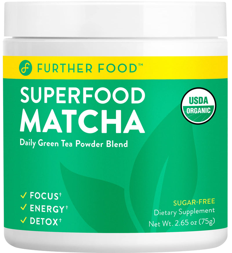 [Australia] - Further Food Premium Matcha Green Tea Powder USDA Organic Japanese Matcha Powder, Natural Energy + Focus + Boost Immune System, Antioxidant Plant-Based Detox Superfood (30 Servings) 