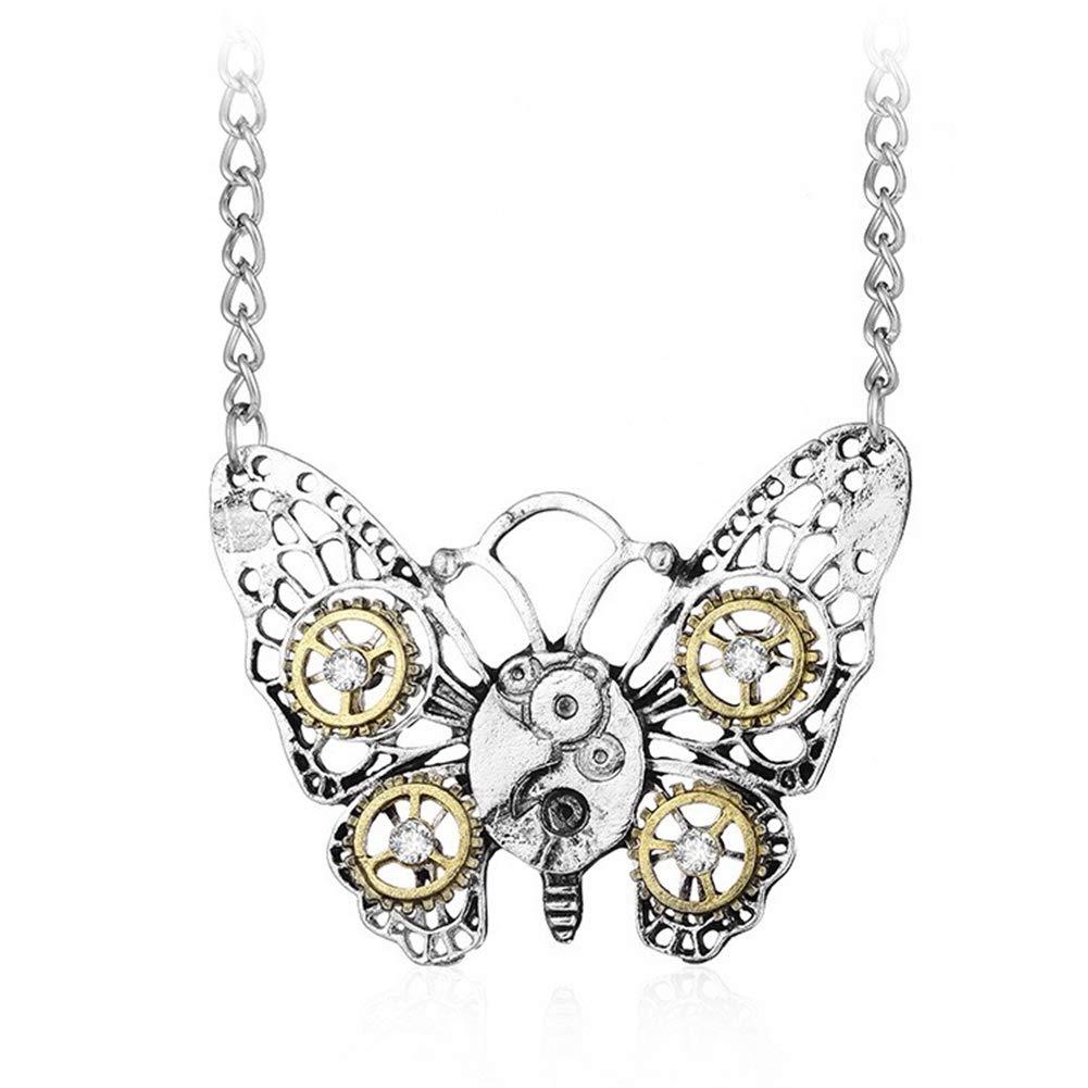 [Australia] - AILUOR Steampunk Gear Pendant Necklace, Punk Vintage Gothic Love Heart Owl Butterfly Bee Insect Chain Sweater Pendant Necklace Jewelry for Women Girl 