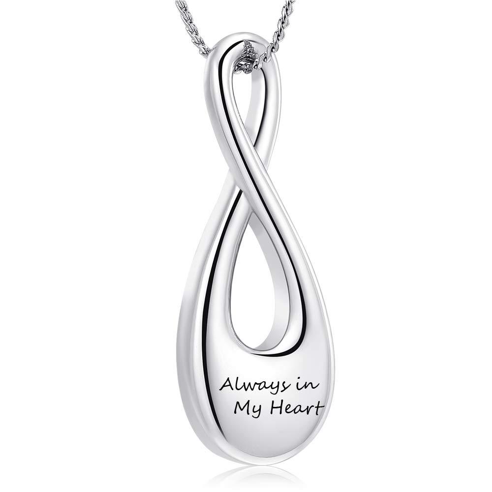 [Australia] - Imrsanl Cremation Jewelry Infinity Urn Pendants for Ashes Holder Memorial Keepsake Urn Necklace Cremation Ashes Jewelry for Pet/Human Always in My Heart 