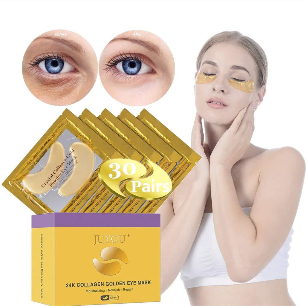 [Australia] - 30 Pairs 24K Gold Under Eye Patch, Eye Mask, Collagen Eye Patch, JUYOU Eye Pads For Anti-wrinkles, Puffy Eyes, Dark Circles, Fine Lines Treatment 
