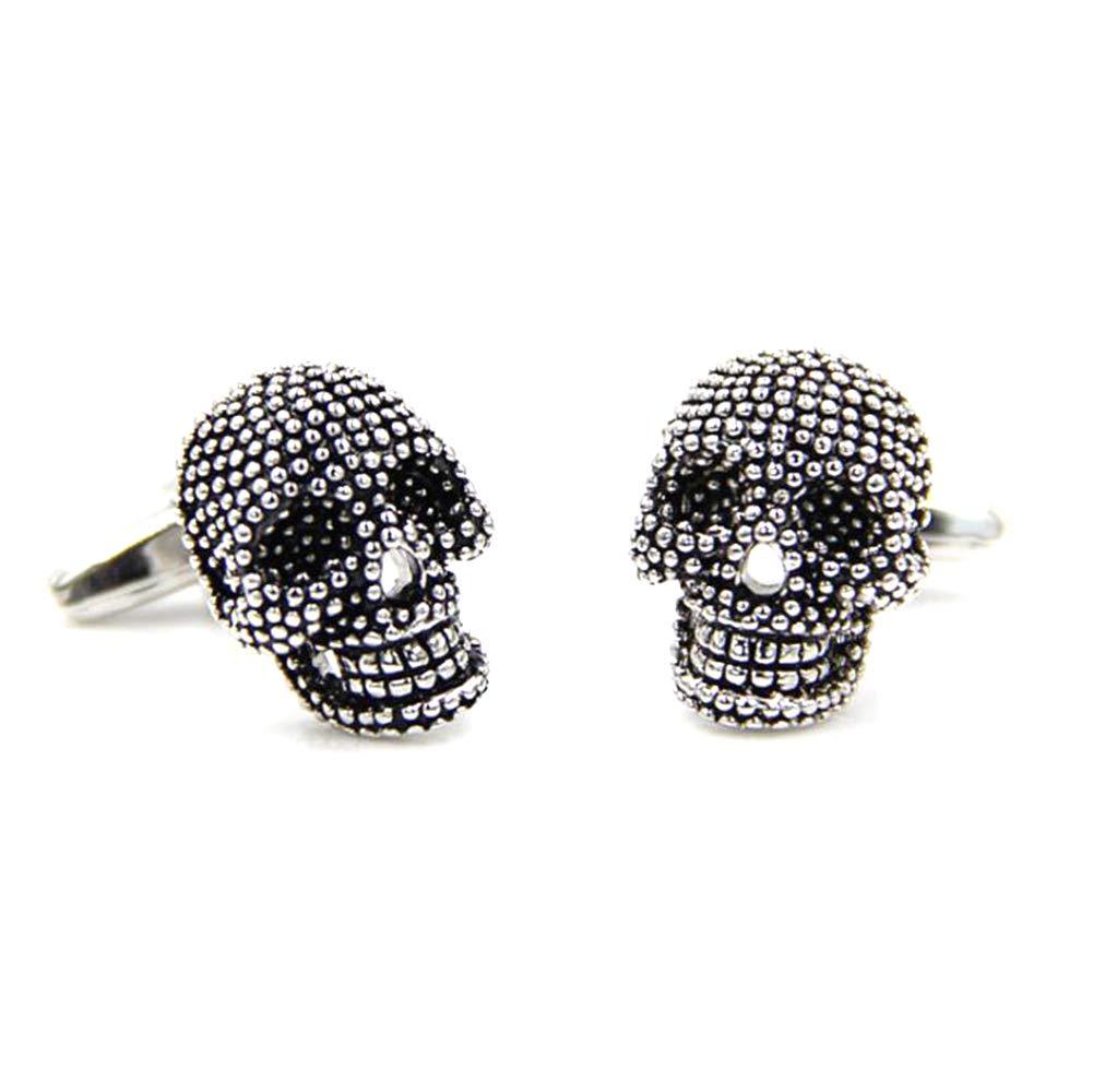 [Australia] - 3D Gothic Silver Skeleton Skull Mens Gift Goth Cuff Links 