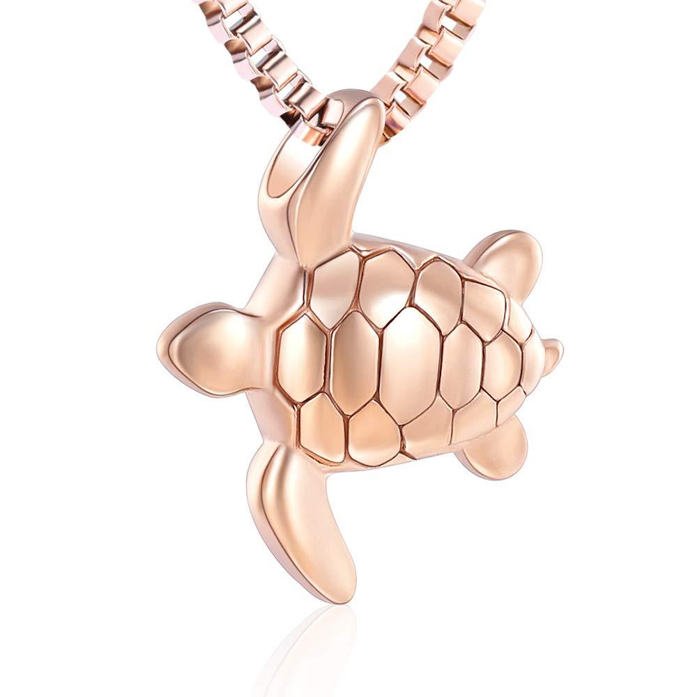 [Australia] - XSMZB Sea Turtle Cremation Jewelry for Ashes Stainless Steel Keepsake Memorial Urn Pendant Necklace for Pet/Human Rose Gold 