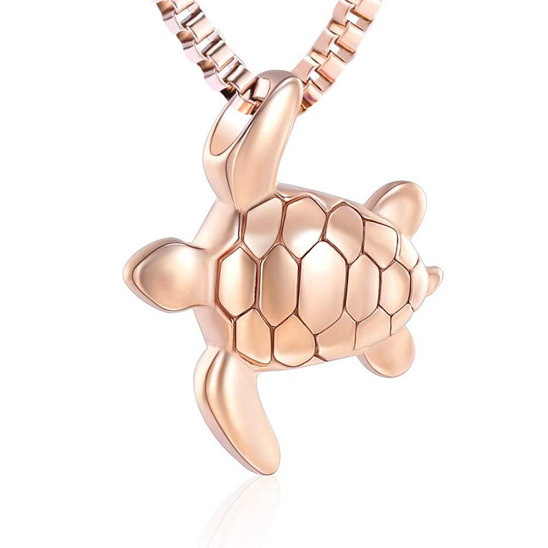 [Australia] - XSMZB Sea Turtle Cremation Jewelry for Ashes Stainless Steel Keepsake Memorial Urn Pendant Necklace for Pet/Human Rose Gold 