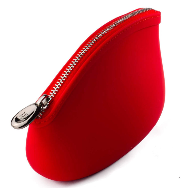 [Australia] - Pudinbag Small Makeup Cosmetic Pouch Bag for Women Purse | Red | Silicone Waterproof Vegan 