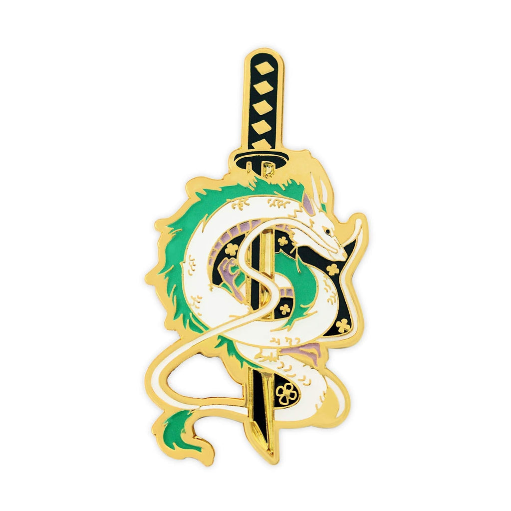 [Australia] - Haku Dragon Samurai Katana Ghibli Enamel Pin Japanese Fashion Accessory for Lapels gold hard enamel 