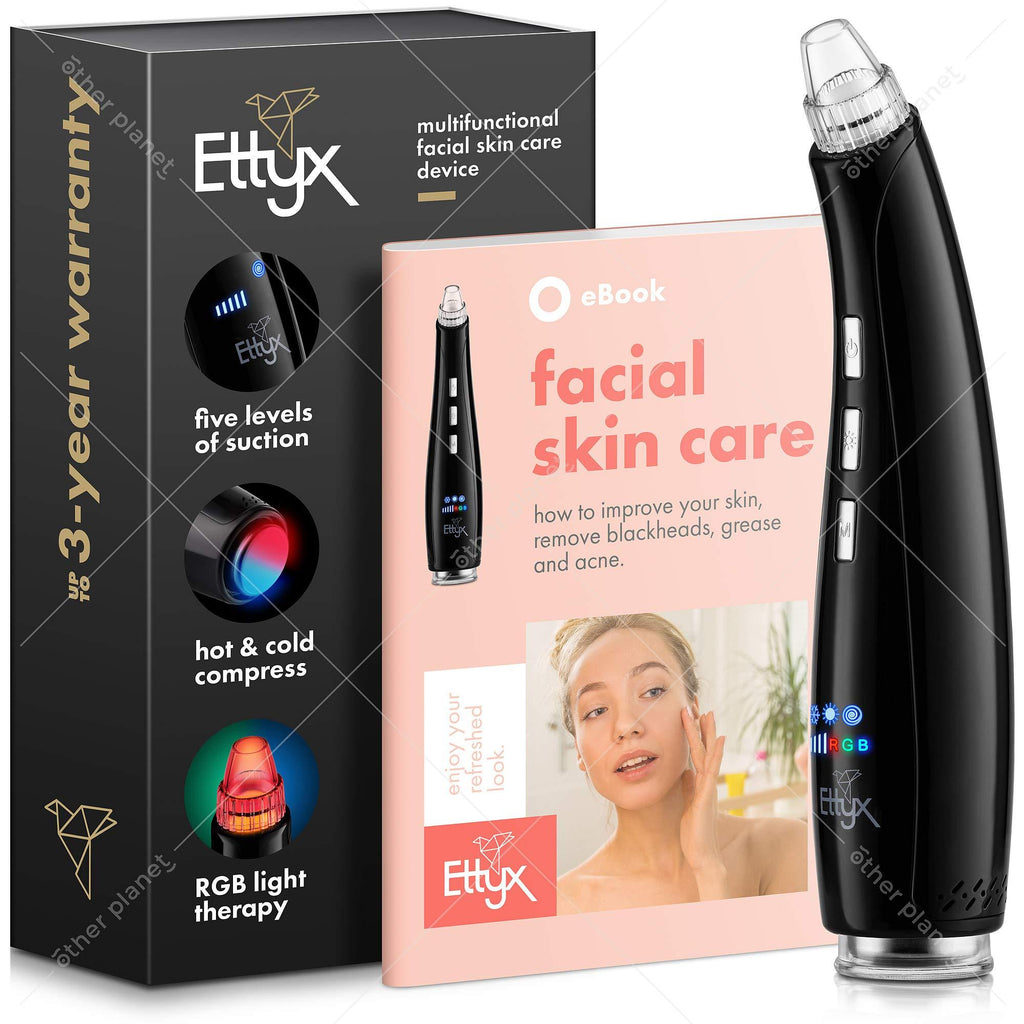 [Australia] - Multi-Functional Pore Vacuum Facial Skin Care Tool – Blackhead Remover & Light Therapy for Acne Scars, Discoloration, & Anti Aging – Rechargeable Face Suction Pore Cleanser Extractor Tool by EttyX 