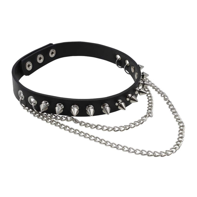 [Australia] - macoking Goth Leather Collar Choker Studded Spike Rivet Black Necklace Punk Bracelet Choker 2 