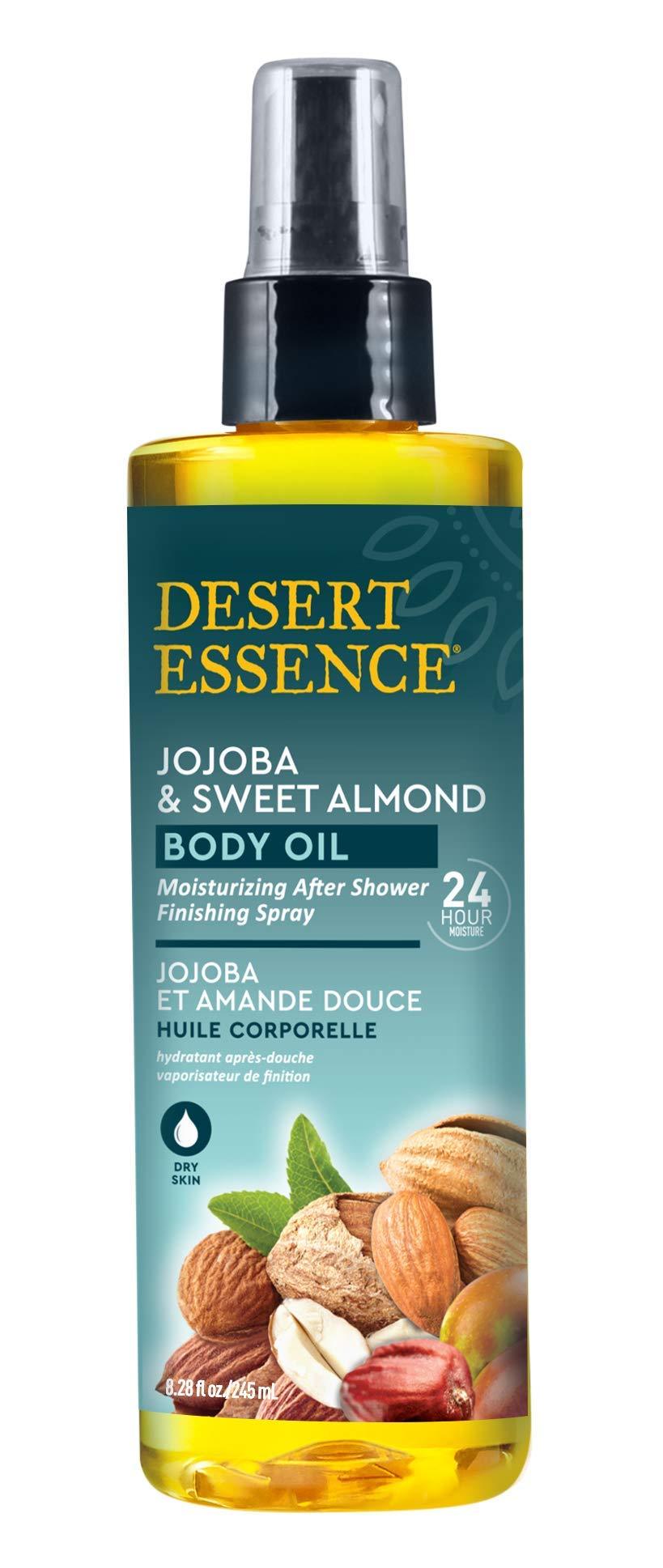 [Australia] - Desert Essence Jojoba & Sweet Almond Body Oil - 8.28 Fl Ounce - Provides 24 Hour Moisture - Vitamin E - Vitamin Enriched Shea Butter - Soothes and Comforts Dry Skin - After Shower Finishing Spray 