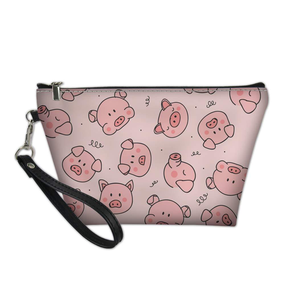 [Australia] - Bigcardesigns Travel Cosmetic Bags Women Ladies Portable Makeup Purse Pink Pig Print Zipper Closer Brush Holder Pouch Toiletry Case 