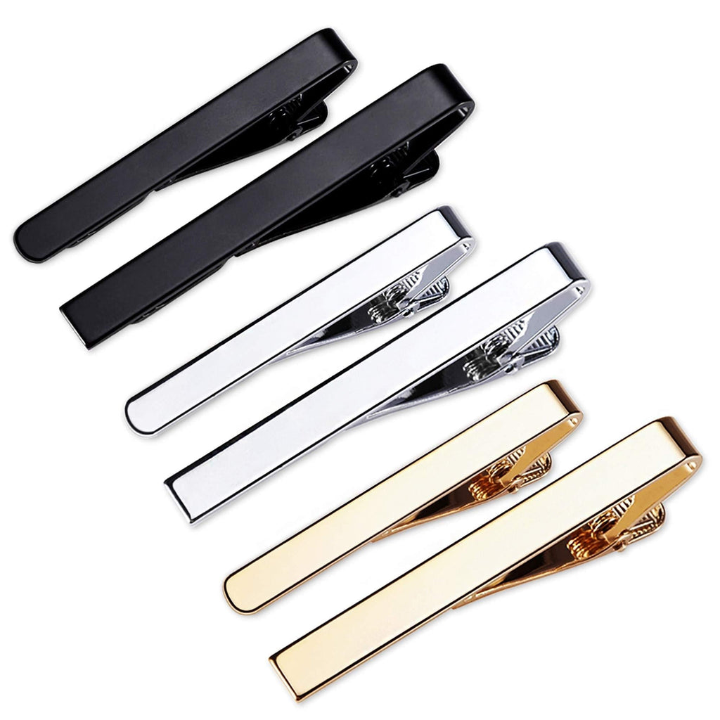 [Australia] - Viaky Classic Style Men's Tie Clips, Neck Ties Necktie Bar Pinch Clip with Gold Silver Black 3 Tone, Best Gifts for Your Father, Lover and Friends in Xmas, Anniversary, Wedding, Party, Meeting 