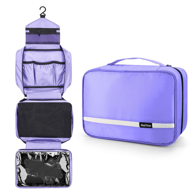 [Australia] - Travel Toiletry Bag for Women, Maliton Hanging Toiletry Bag with 4 Compartments, Portable and Waterproof Compact travel Bathroom Organizer,Ideal for Travel or Daily Life(Purple) Purple 