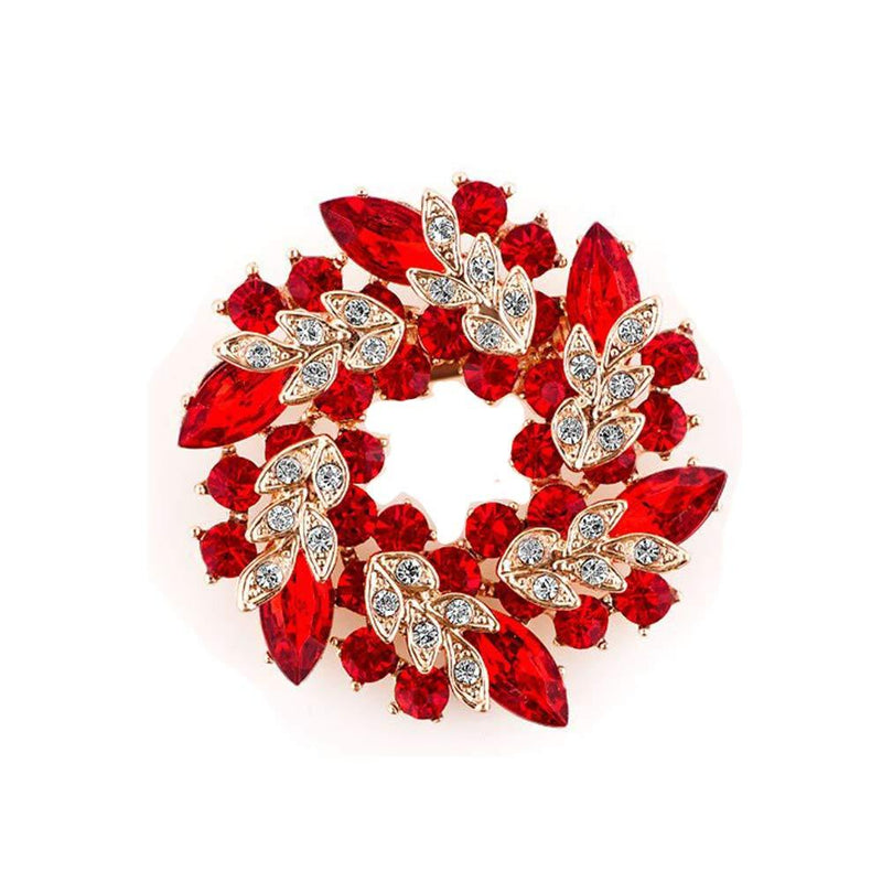 [Australia] - YOUYUZU Cubic Zirconia Flower Brooch Bouquet for Women Wedding Created Crystal Brooches and Pins Red 