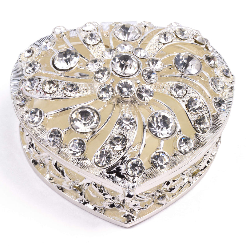 [Australia] - VI N VI Silver Rhinestone Heart Jewelry Box Trinket Box 