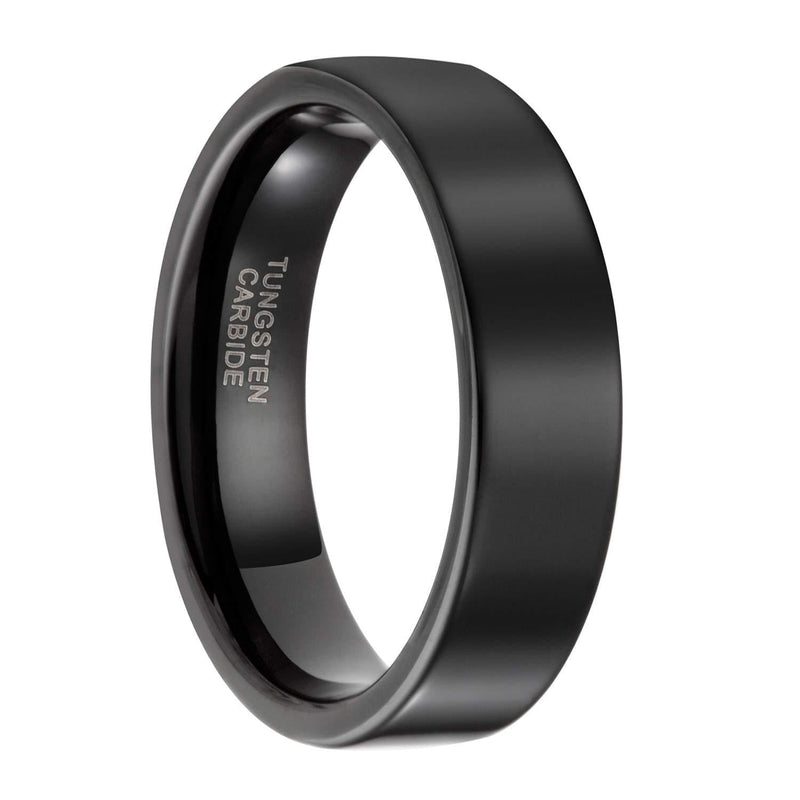 [Australia] - Frank S.Burton 6mm/8mm Mens Womens Black Tungsten Rings Wedding Band Beveled Edge Size 4-15 6mm Black 