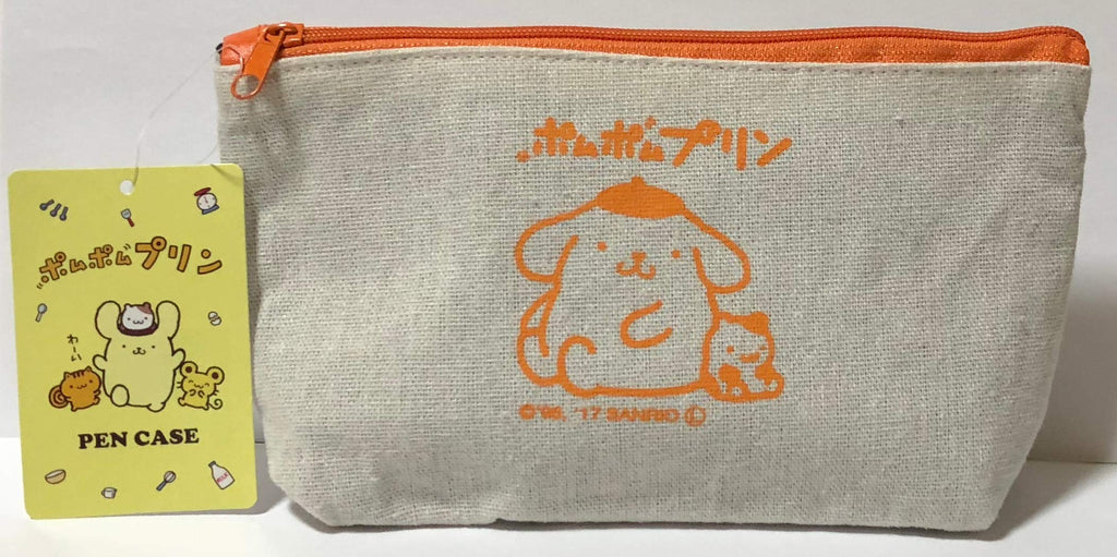 [Australia] - Sanrio Pom Pom Purin Pencil Case Bag Pouch Canvas Stationary Makeup Cosmetic Bag (Orange) 