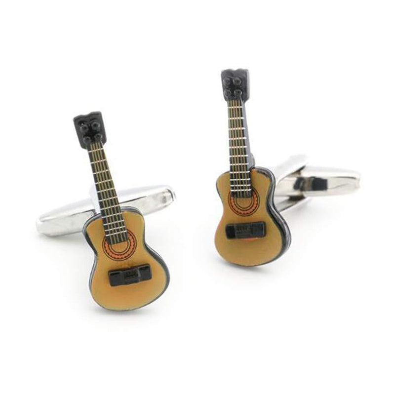 [Australia] - Guitar Cufflinks Electric Guitar Brown Black Cuff Links 