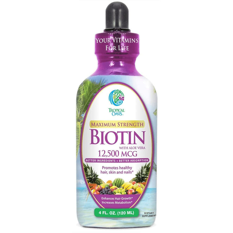 [Australia] - Maximum Strength Liquid Biotin Drops w/ 12,500 MCG – Best Vitamins for Fast Hair Growth, Reduced Hair Loss, Healthy Skin & Strong Nails -5X More Potent Than Pills– Max Absorption, Vegan– 4oz, 30 Serv 
