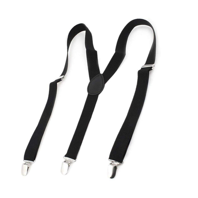 [Australia] - Men's Y Style Suspenders Adjustable Elastic Braces Black 