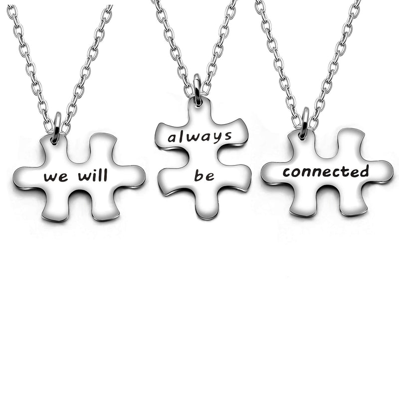 [Australia] - 3pcs Best Friend Pendant Necklace Graduation Gifts Birthday Party We Will Always Be Connected 