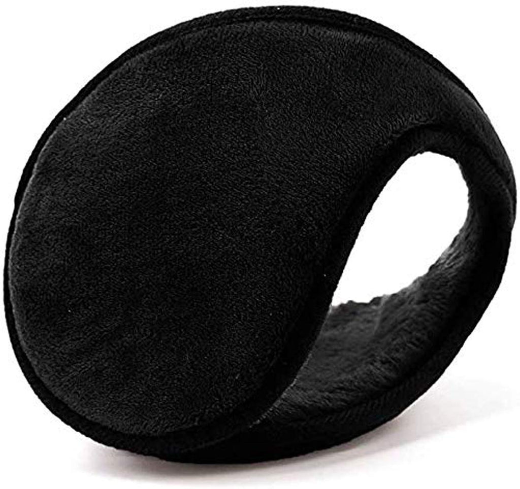 [Australia] - Mocofo Classic Fleece Ear Muffs Headwear Collapsible Behind The Head Winter Ear Warmers for Women and Men Black 