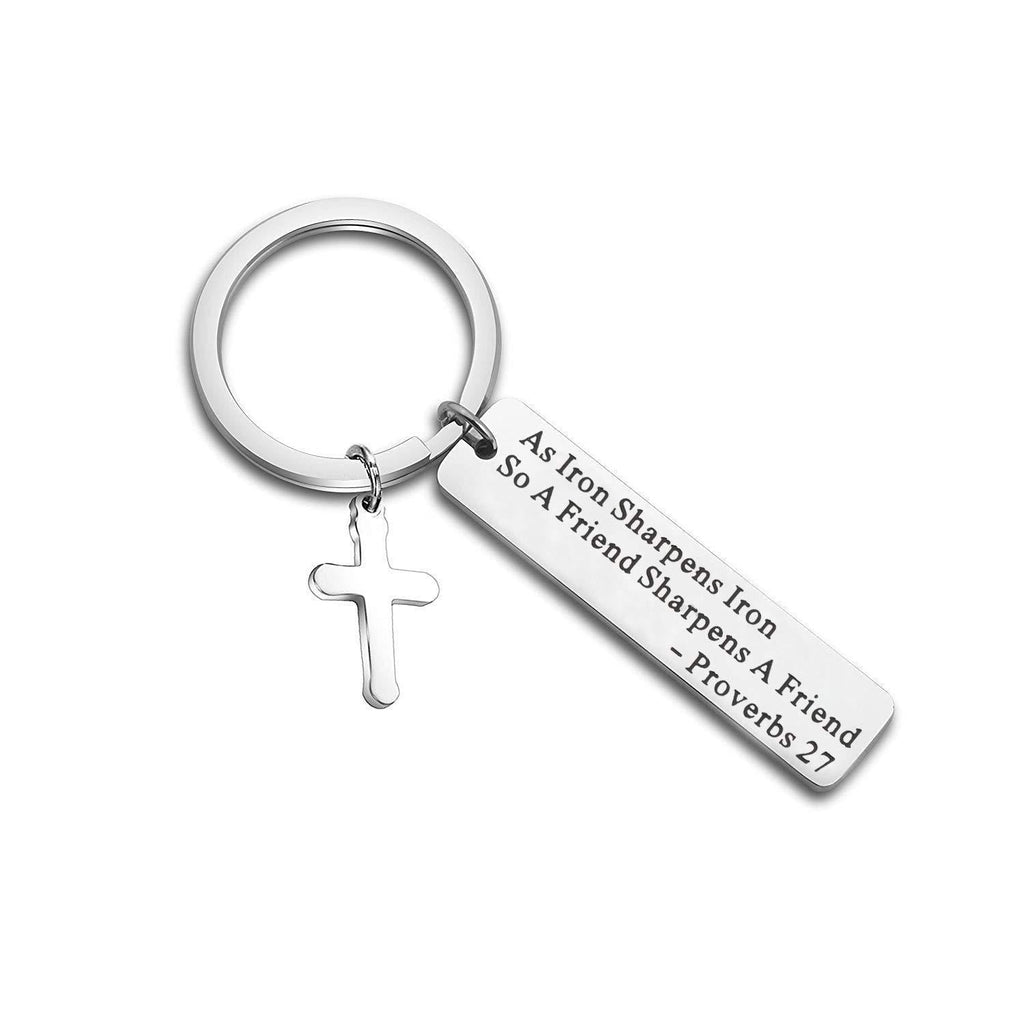 [Australia] - MAOFAED Christian Jewelry Best Friend Keychain As Iron Sharpens Iron So A Friend Sharpens A Friend Bible Verse Keychain Gift for Friend 