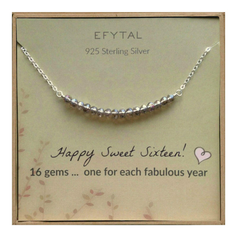 [Australia] - EFYTAL 16th Birthday Gifts for Girls, Sterling Silver Sweet 16 Necklace for 16 Year Old Girl, Jewelry Gift Idea 