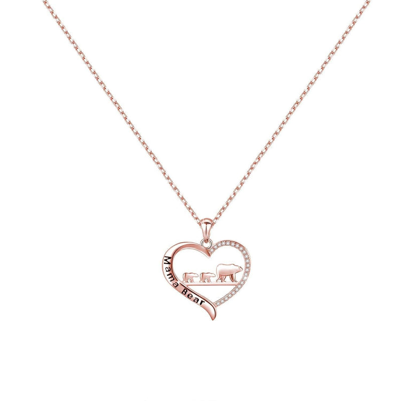 [Australia] - ENSIANTH Mama Bear Necklace Heart Pendant Gift for Mother's Day Necklace-RG 2 