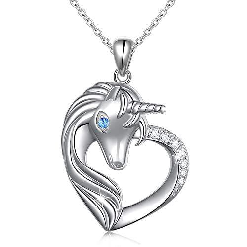 [Australia] - Unicorn Necklace Sterling Silver Forever Love Unicorn in Heart Pendant Necklace for Women Girlfriend Daughter Gift I-Sterling silver unicorn 1 