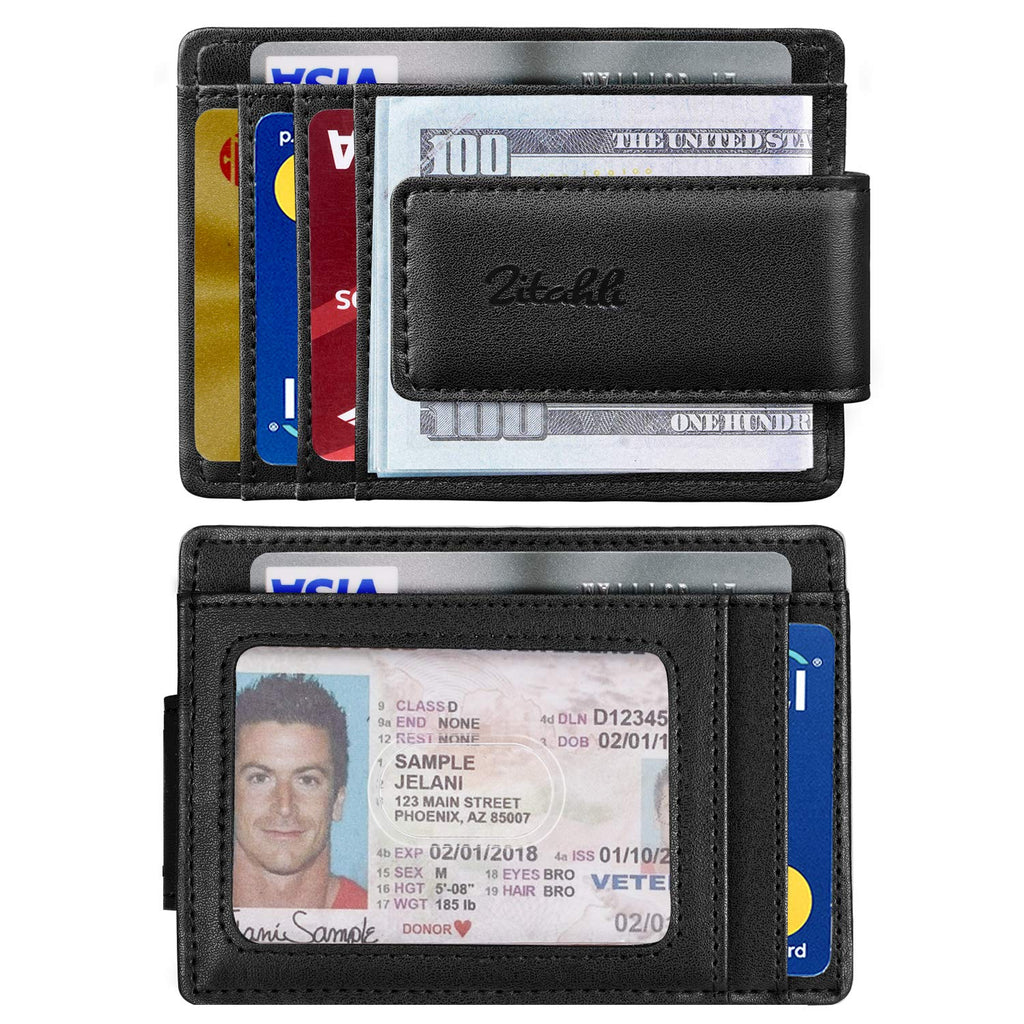 [Australia] - Zitahli Slim Minimalist Bifold Front Pocket Wallet with Strong Magnet Money Clip for men,Effective RFID Blocking Anti-magnetic 