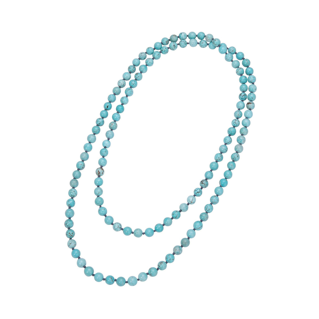 [Australia] - PERNNLA PEARL Natural Turquoise Long Beaded Necklace Wrap Bracelet Handmade Jewelry for Women Men 47.5" Turquoise Necklace 