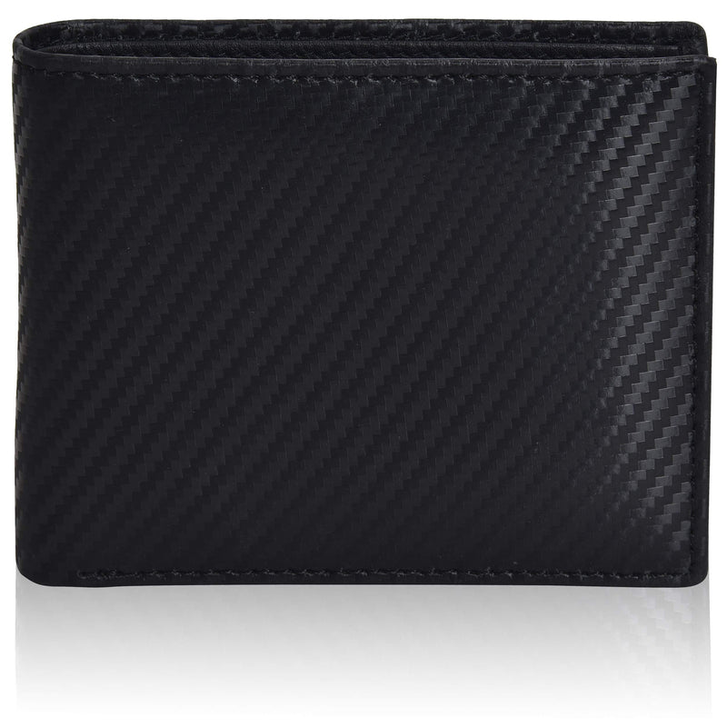 [Australia] - Slim Bifold Wallet for Men - Black Leather RFID Secure Billfold with Card Slots Ebony 