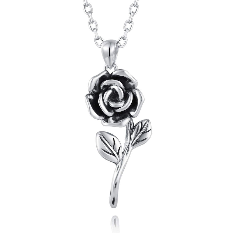 [Australia] - BEILIN 925 Sterling Silver Rose Flower Necklace Ring Jewelry Gift for Women her 