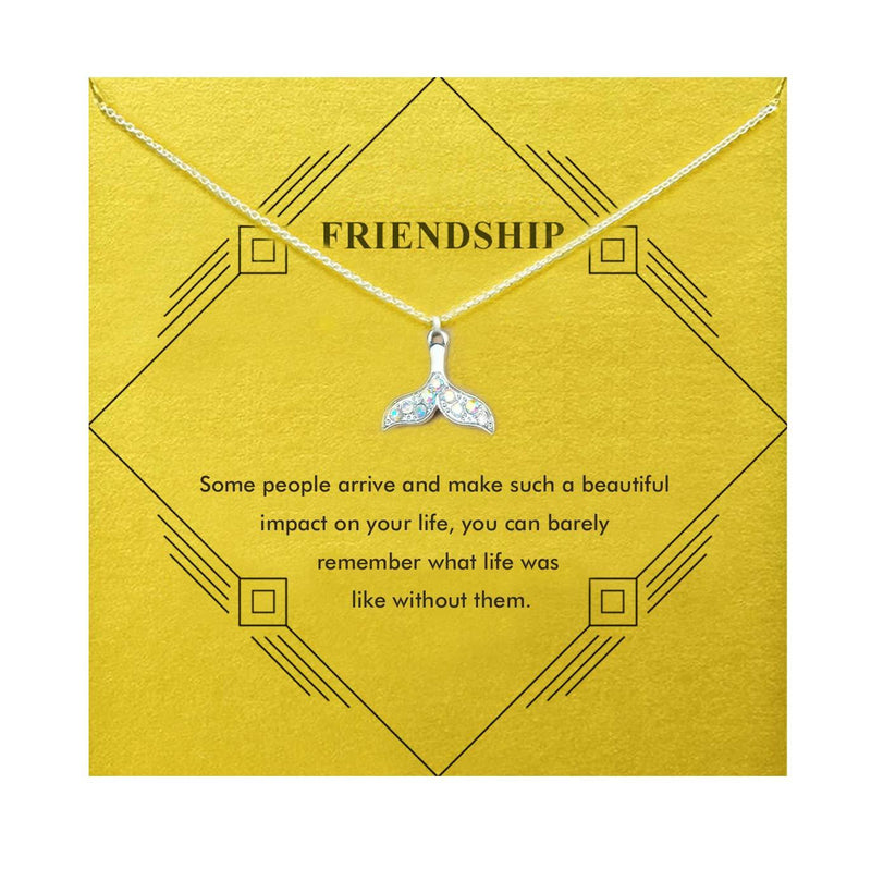 [Australia] - Gray Camel Friendship Clover Necklace Unicorn Good Luck Elephant Necklace with Message Card Gift Card for Women Girl Silver Mermaid tail 