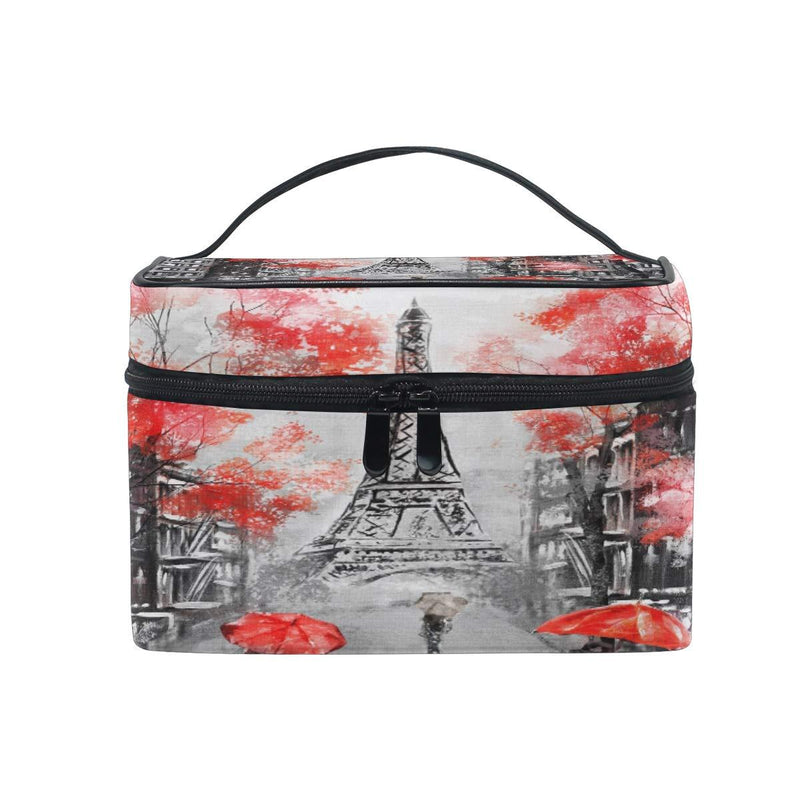 [Australia] - Xling Makeup Bag Vintage Paris Eiffel Tower Cosmetic Case Travel Portable Carry Cosmetic Brush Box Organizer Storage for Women 
