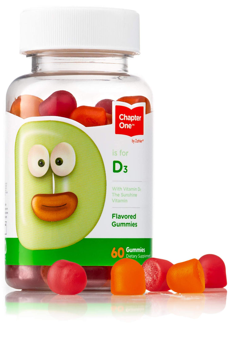 [Australia] - Chapter One Vitamin D3 Gummies, Chewable Vitamin D for Kids, Vitamin D3 1000IU, Kosher, 60 Flavored Gummies 60 Count (Pack of 1) 