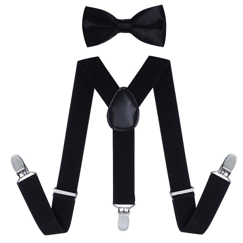 [Australia] - Kids Suspender Bow Tie Sets - Adjustable Braces With Bowtie Gift Idea for Boys and Girls by WELROG Black 25Inches (6 Months to 7 Years) 