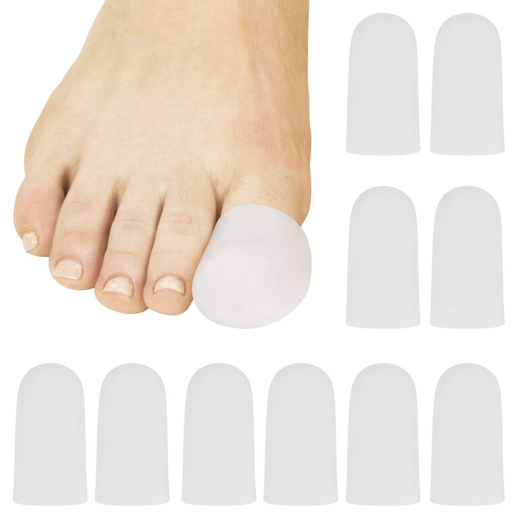 [Australia] - ViveSole Toe Guard (10 Pack) - Silicone Gel Tubes - Protector Cap for Feet, Women and Men - Pain Relief Cushion Pads for Blisters, Ingrown Toenails, Hammer Toes and Corns - Tubing Separator Covers White Large 