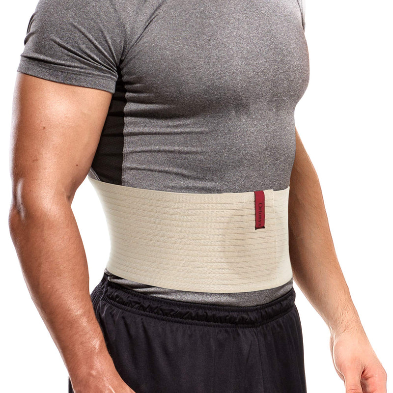 [Australia] - ORTONYX Premium Umbilical Hernia Belt for Men and Women / 6.25" Abdominal Binder with Hernia Support Pad - Navel Ventral Epigastric Incisional and Belly Button Hernias - Beige OX5241-S/M S/M (22"-35") 