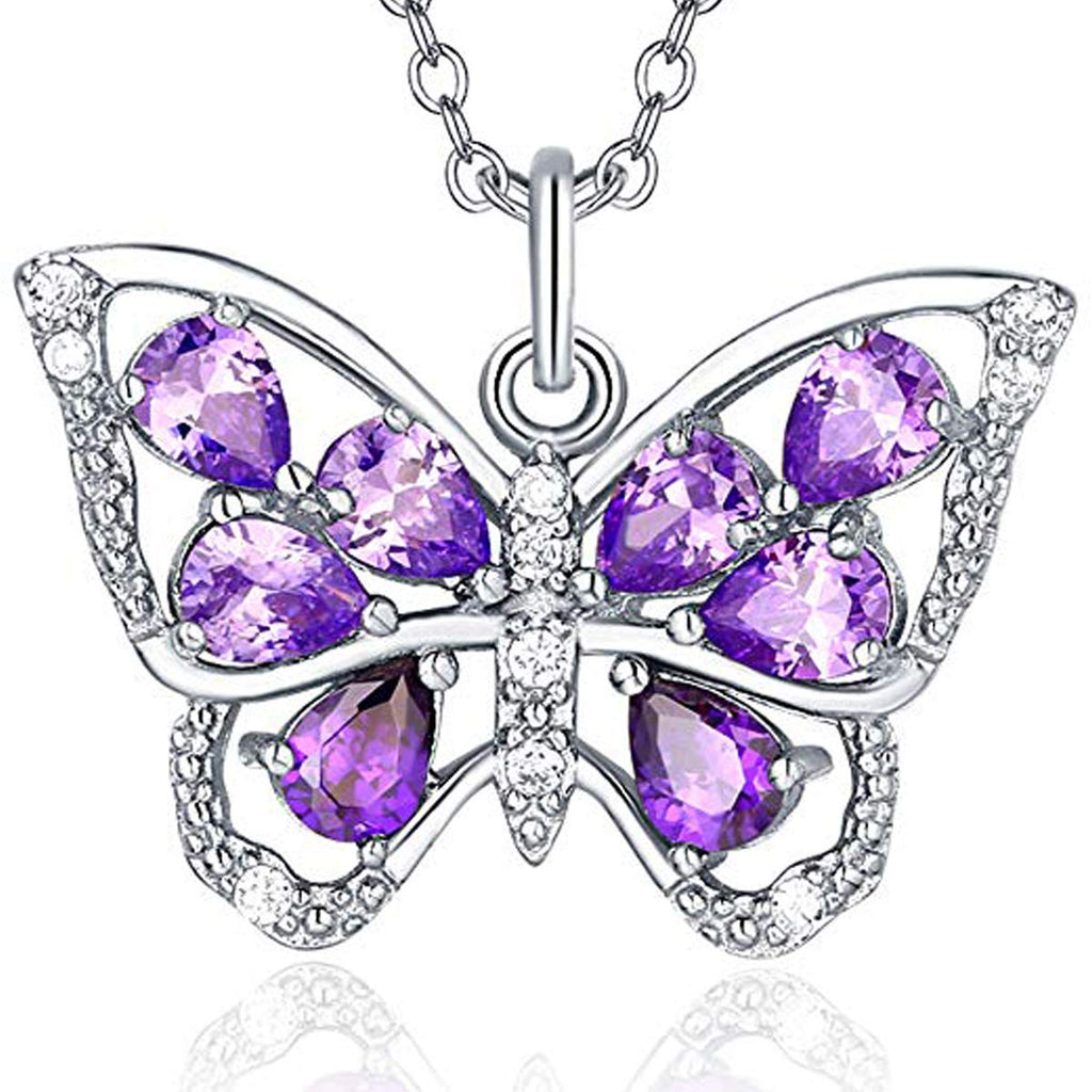 [Australia] - Butterfly Necklace, Purple Butterfly Necklace for Women, Butterfly Jewelry for Women, 925 Butterfly Necklace, Purple Butterfly Necklace, Butterfly Pendant, Blue Butterfly Necklace Sterling Silver 