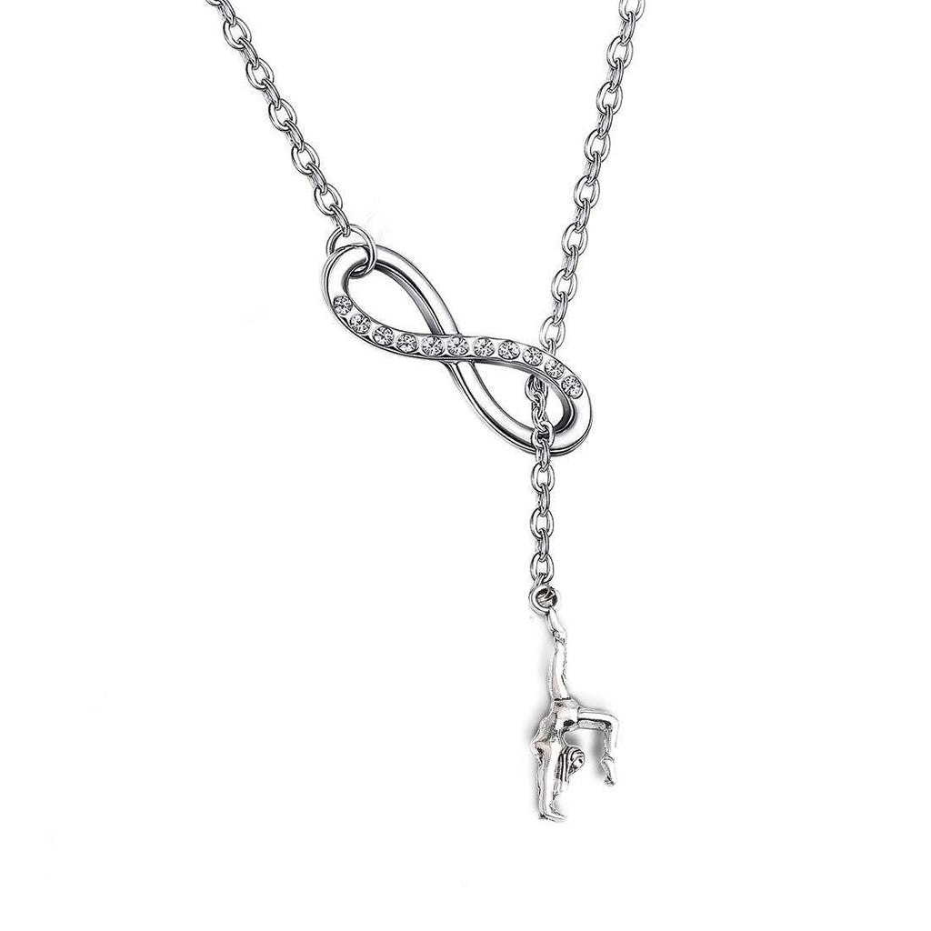 [Australia] - FUSTMW Gymnast Gift Gymnastics Y Necklace Infinity Love Charm Gymnast Jewelry Gymnastics Class Gift for Women Girls silver 