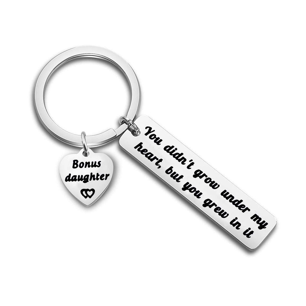 [Australia] - Gzrlyf Stepdaughter Keychain Stepdaughter Gifts You Didn't Grow Under My Heart but You Grew in it Daughter in Law Gifts Adoped Daughter Gifts 