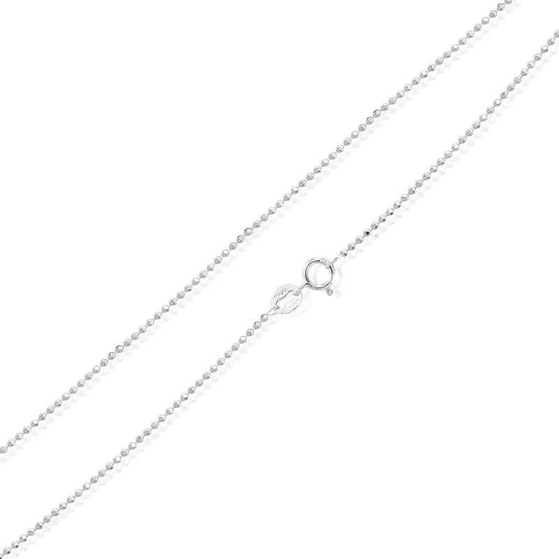[Australia] - Sea of Ice Sterling Silver 1mm Round Ball Bead Chain Necklace for Women, Size 14" - 36" Italy 18.0 Inches 