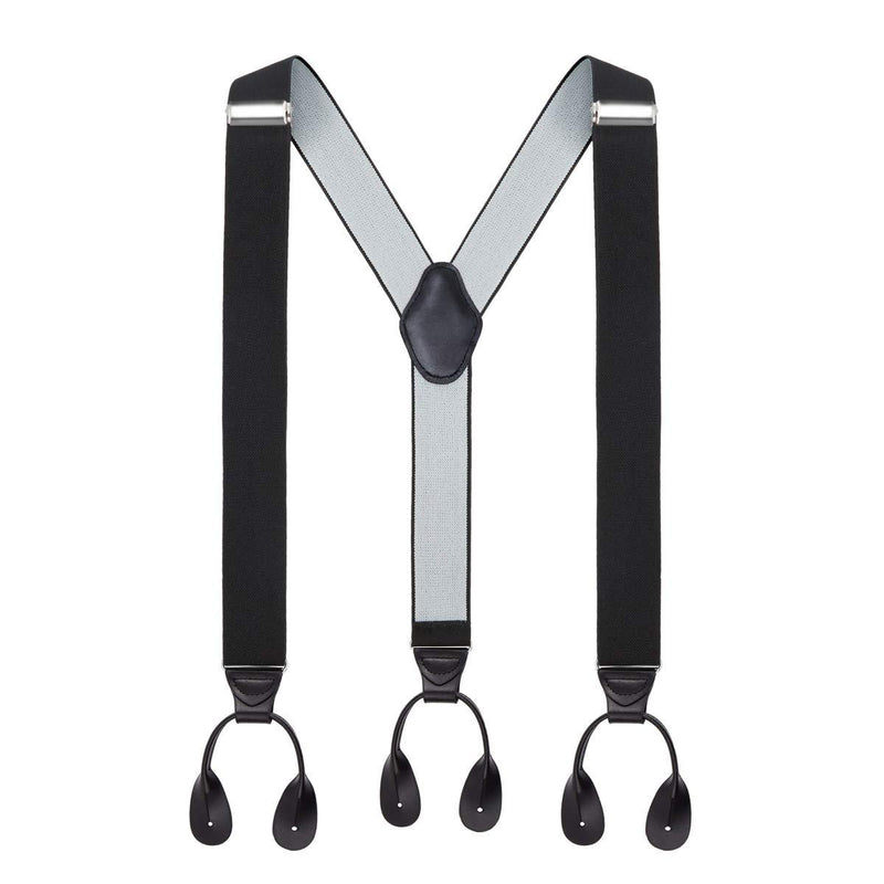 [Australia] - Mens Button End Suspenders 49 Inch Y-Back Adjustable Elastic Tuxedo Suspenders by Grade Code Black-2 