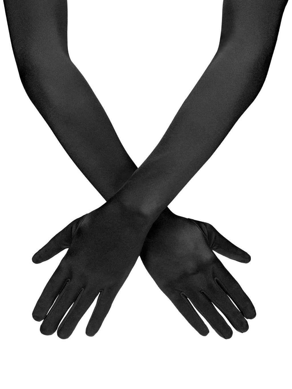 [Australia] - Opera Gloves 1920s Long Glove Classic Satin Elbow Length Gloves for Women, Adult Size (Black B) 
