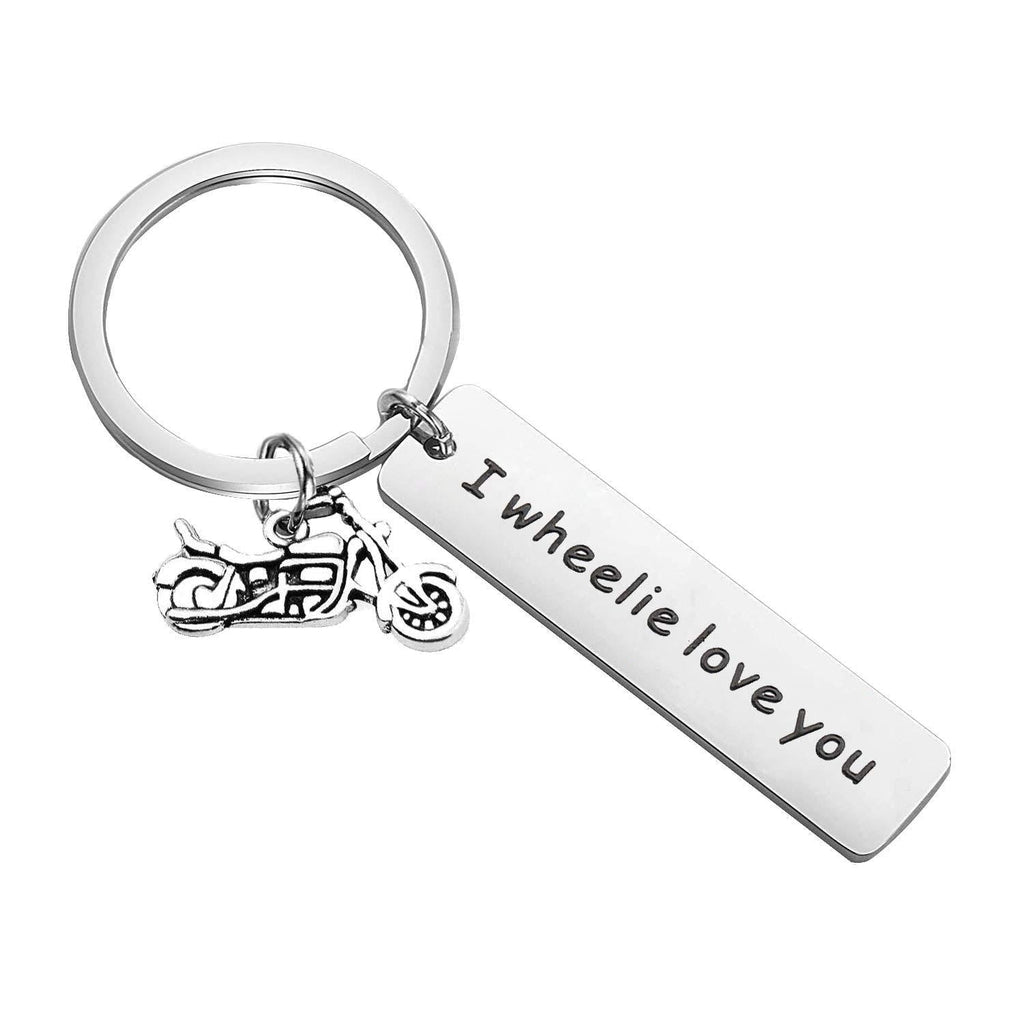 [Australia] - PLITI Motorcycle Biker Rider Keychain I Wheelie Love You Motorcycle Lover Couple Gift Husband Boyfriend Wheelie Love U Key 