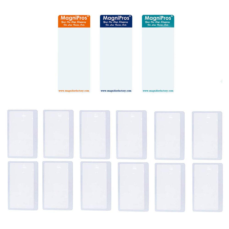 [Australia] - MAGDEPO 3X Credit Card Size Magnifier(12 Packs) with 3X Bookmark Magnifier Emergency Solar Fire Starter -Exact Size That Fits Easily in Your Wallet or Pocket 